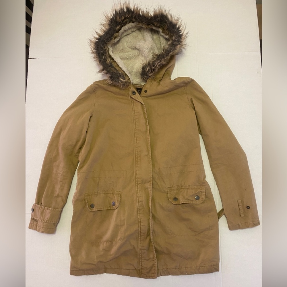Forever 21 Womens Small Winter Jacket Parka with Fur‎ Lined Hood